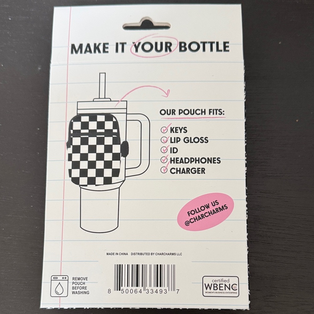 Checkered Water Bottle Pouch - Picture 3 of 5